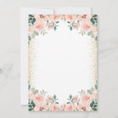 Gouden Glitter Blauwgroen Perzik Bloemen Eenhoorn  Kaart (Achterkant)