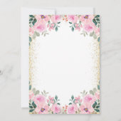 Gouden Glitter Blauwgroen Roze Bloemen Eenhoorn Ve Kaart (Achterkant)