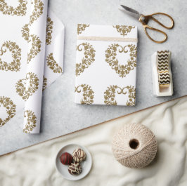 Gouden Glitter Bloei Valentijn Cadeaupapier
