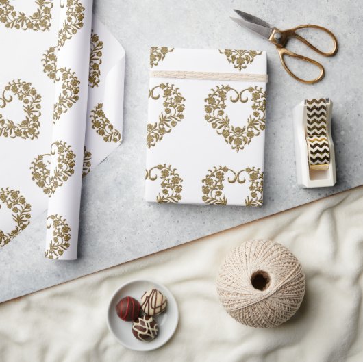 Gouden Glitter Bloei Valentijn Cadeaupapier (Crafts)