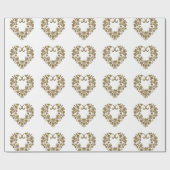 Gouden Glitter Bloei Valentijn Cadeaupapier (Vlak)