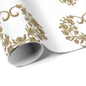 Gouden Glitter Bloei Valentijn Cadeaupapier (Rol Hoek)