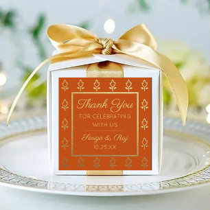 Gouden Glitter Bloem Bruiloft Retour Gift Favor Vierkante Sticker