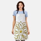 Gouden Glitter Bloem Poinsettia Jewel Wit Schort (Gedragen)