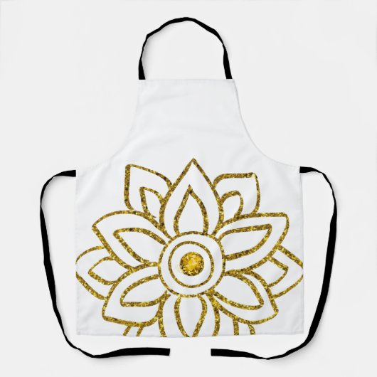 Gouden Glitter Bloem Poinsettia Jewel Wit Schort (Voorkant)