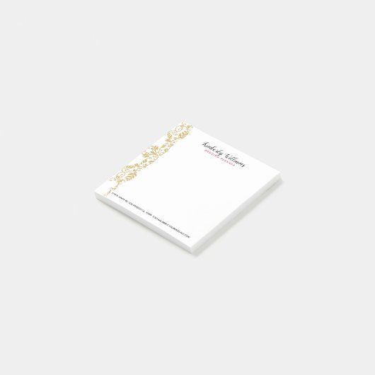 Gouden Glitter Bloemen Kant Accent Post-it® Notes (Schuin)