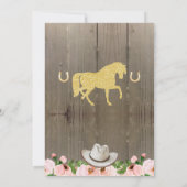 Gouden Glitter Bloemen Paard Verjaardag uitnodigin Kaart (Achterkant)