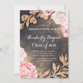 Gouden Glitter Bloemen Rustiek Land Afstuderen Kaart (Voorkant)