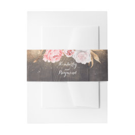 Gouden Glitter Bloemen Rustieke Bruiloft Uitnodigingen Wikkel