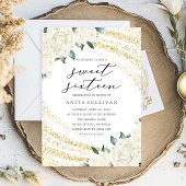 Gouden Glitter Bloemen Sweet Sixteen 16 Verjaardag Kaart