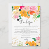 Gouden glitter bloemenfoto botanisch afstuderen bedankkaart (Voorkant)