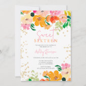 Gouden glitter bloemenfoto botanisch zoet 16 kaart (Voorkant)