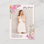 Gouden glitter bloemenfoto waterverf universiteits informatiekaartje (Achterkant)