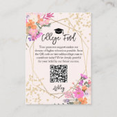 Gouden glitter bloemenfoto waterverf universiteits informatiekaartje (Voorkant)