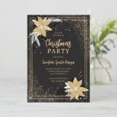 Gouden glitter bloemengrijs Corporate Christmas Kaart (Staand voorkant)