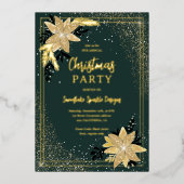 Gouden glitter bloemengroen Corporate Christmas Folie Feestdagenkaart (Voorkant)