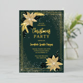 Gouden glitter bloemengroen Corporate Christmas Folie Feestdagenkaart (Staand Voorkant)