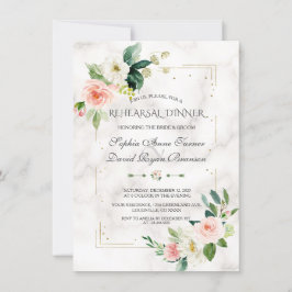 Gouden Glitter Blush Bloemen Marmeren Repetitie Di Kaart