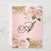 Gouden Glitter Blush Pink Floral Glam Sweet Sixtee Kaart (Achterkant)