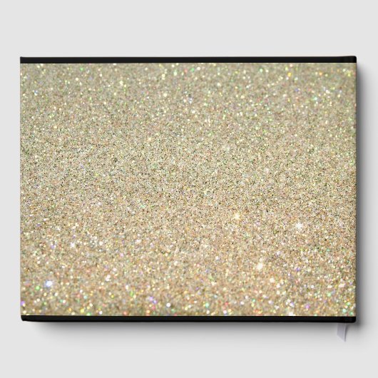 Gouden Glitter Blush Roze Bloemen Huwelijk Gastenboek (Achterkant)