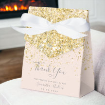 Gouden glitter blush roze dank u bruiloft