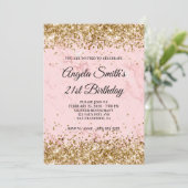 Gouden Glitter Blush Roze Marmer 21e Verjaardag Kaart (Staand voorkant)