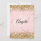 Gouden Glitter Blush Roze Marmer 21e Verjaardag Kaart (Achterkant)