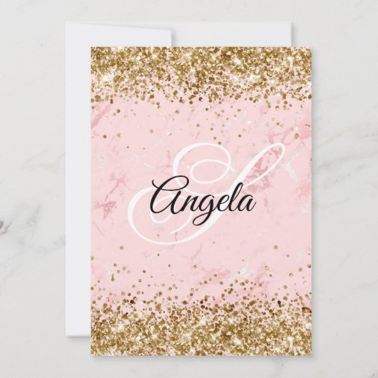 Gouden Glitter Blush Roze Marmer 21e Verjaardag Kaart (Achterkant)