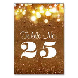 Gouden glitter blush string lichten tafel nummer kaart