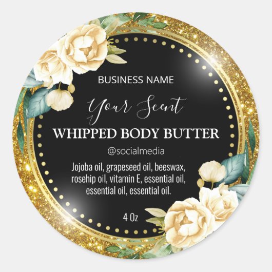 Gouden Glitter  Body Butter Labels (Voorkant)