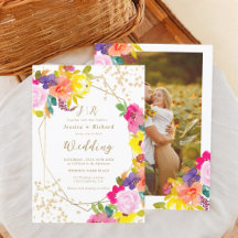 Gouden glitter boho vet bloemen foto bruiloft