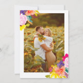 Gouden glitter boho vet bloemen foto bruiloft kaart (Achterkant)