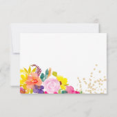 Gouden glitter boho vet bloemenbruiloft RSVP kaartje (Achterkant)