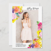 Gouden glitter boho vet bloemenfoto afstuderen bedankkaart (Achterkant)