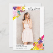 Gouden glitter boho vet bloemenfoto afstuderen kaart (Achterkant)