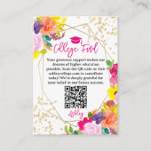 Gouden glitter boho vet chique bloemencollege fond informatiekaartje (Voorkant)