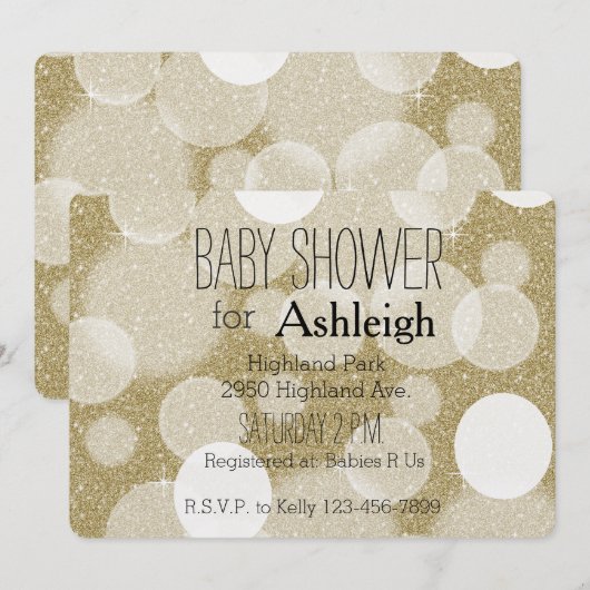 Gouden Glitter Bokeh baby shower Kaart (Voorkant / Achterkant)