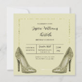 Gouden Glitter Bokeh & Stilettos Verjaardag Kaart (Achterkant)