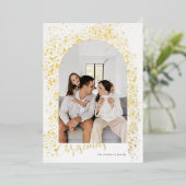 Gouden Glitter Boog Foto Folie Kerstkaart Feestdagenkaart (Staand Voorkant)