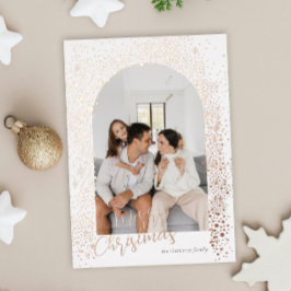 Gouden Glitter Boog Foto Folie Vakantiekaart Feestdagenkaart