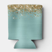Gouden Glitter Bord Turquoise Folie 21e Verjaardag Blikjeskoeler (Achterkant)