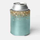 Gouden Glitter Bord Turquoise Folie 21e Verjaardag Blikjeskoeler (Blikje Achterkant)