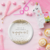 Gouden Glitter Borders Namen Engagement Party Papieren Bordje (Feest)