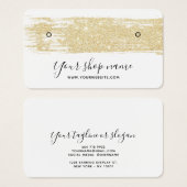 Gouden glitter borstelslag stud oorbel display visitekaartje (Voorkant /achterkant)