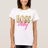 Gouden Glitter Boss Lady T-Shirt (Voorkant)
