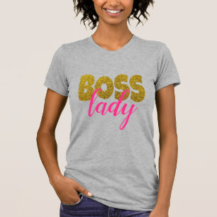 Gouden Glitter Boss Lady T-Shirt