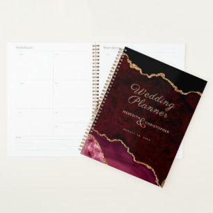Gouden Glitter Bourgogne Agaat Bruiloft Planner