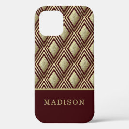 Gouden Glitter Bourgogne Diamond Patroon Gepersona Case-Mate iPhone Case