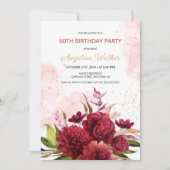 Gouden Glitter Bourgondië Dahlia Roos Bloemen Verj Kaart (Voorkant)