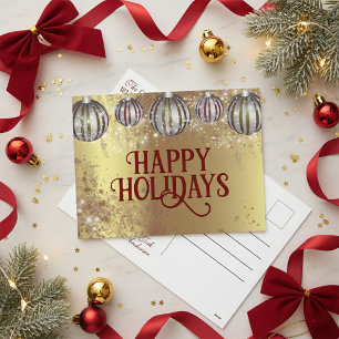 Gouden Glitter Bourgondië Ornament Prettig Kerstfe Feestdagenkaart